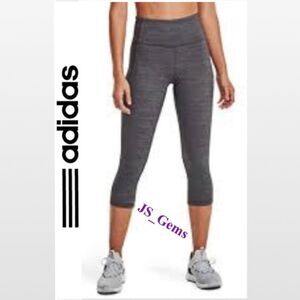 Adidas Pants Athletic Capri Womens Medium Grey White Active Cropped Pocket
